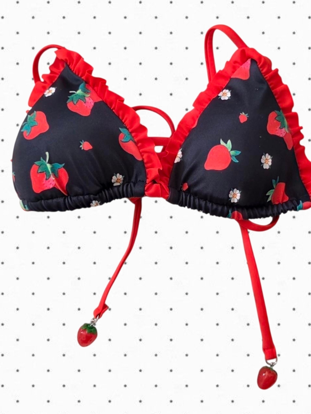 Dolls Kill x Strawberry Shortcake black and red strawberry bikini set - Picture 2 of 6